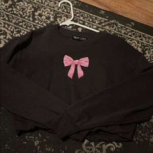 Black Sweater with Pink Bow by New Look
